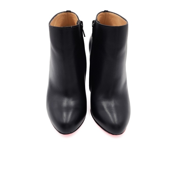 Christian Louboutin Bobsleigh Black 100 Leather Heeled Ankle Zip Booties EU 37.5 - Picture 7 of 11